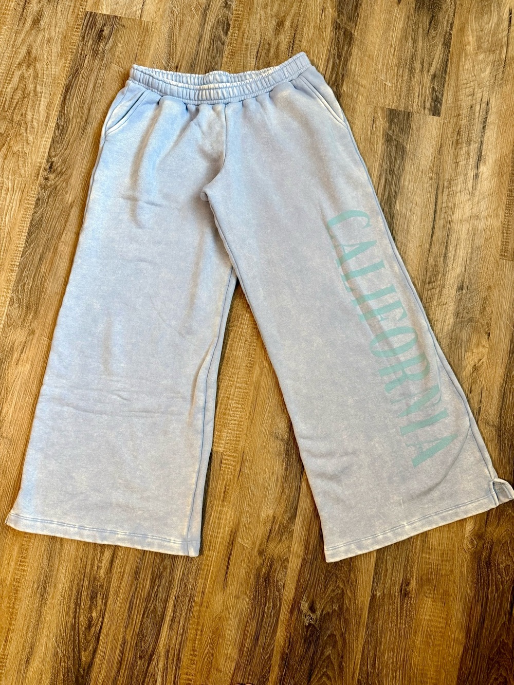 Light Blue 'California' Wide-Leg Pajama Pants